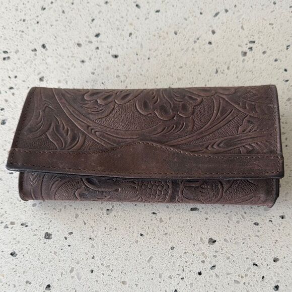 Gorgeous Embossed Brown Leather Wallet Western Cowgirl Made in Mexico NWOT - Picture 1 of 12
